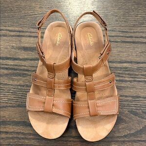 Clarks Laurieann Ivy Sandal Tan Leather Strappy